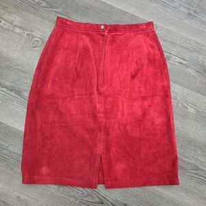 Red suede mini skirt size 11/12